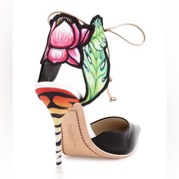 Sophia Webster Rousseau Jungle Tiger Ankle Cuff Tie Pointed Toe Pumps Heels 40 - Picture 4 of 16